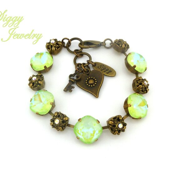APPLE BLOSSOMS  Flower Tennis Bracelet, Made with Premium Cushion Cut Crystals - Picture 1 of 6